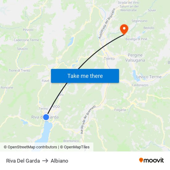 Riva Del Garda to Albiano map