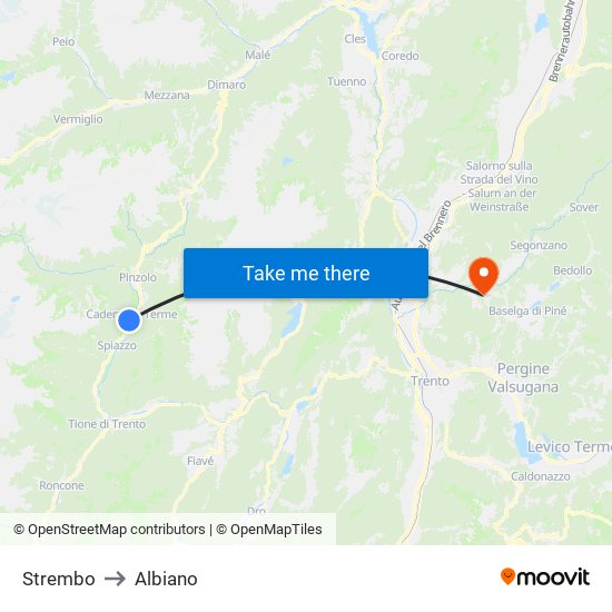 Strembo to Albiano map