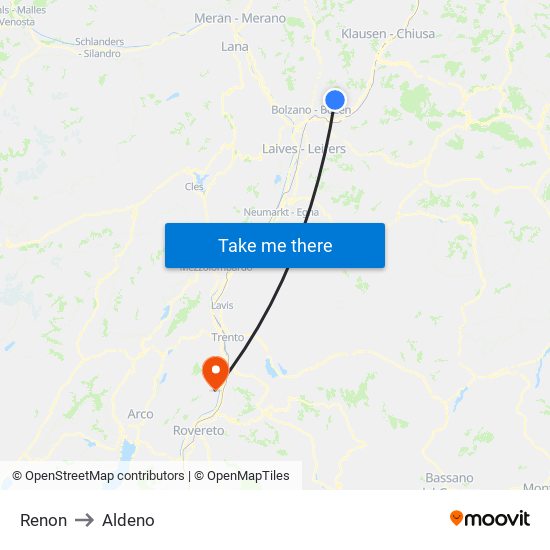 Renon to Aldeno map