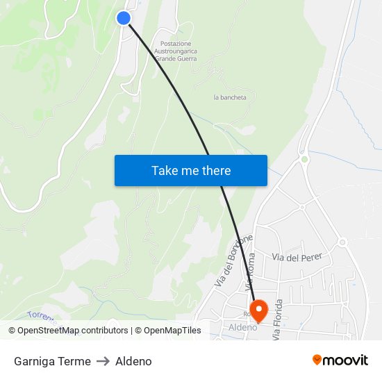 Garniga Terme to Aldeno map