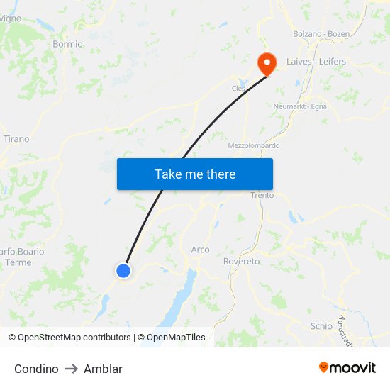 Condino to Amblar map