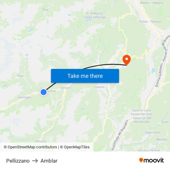 Pellizzano to Amblar map