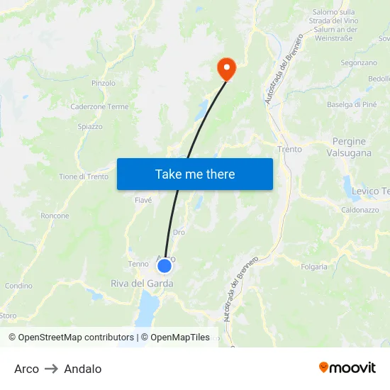 Arco to Andalo map