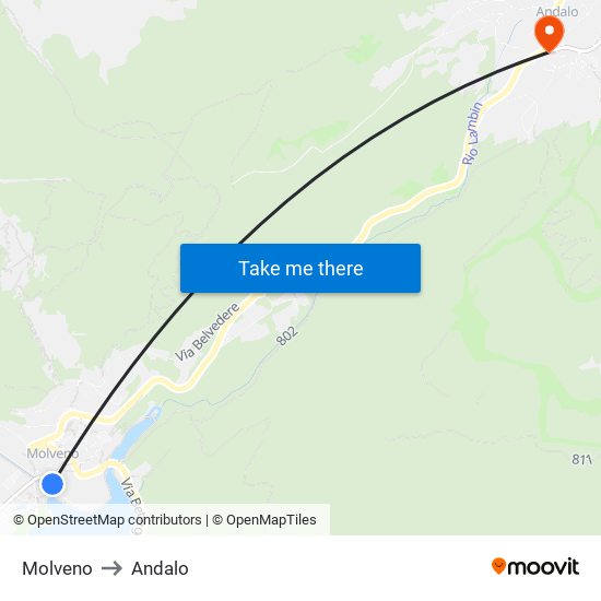 Molveno to Andalo map