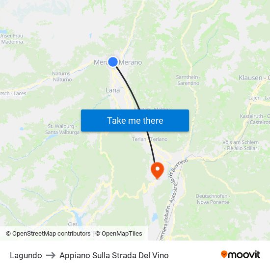 Lagundo to Appiano Sulla Strada Del Vino map