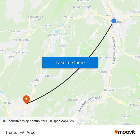 Trento to Arco map