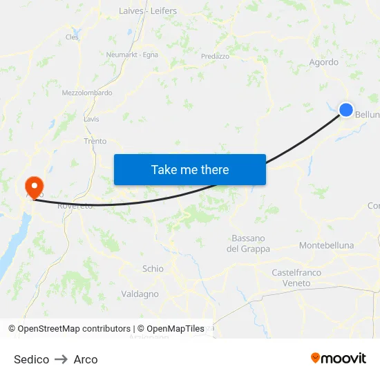 Sedico to Arch map
