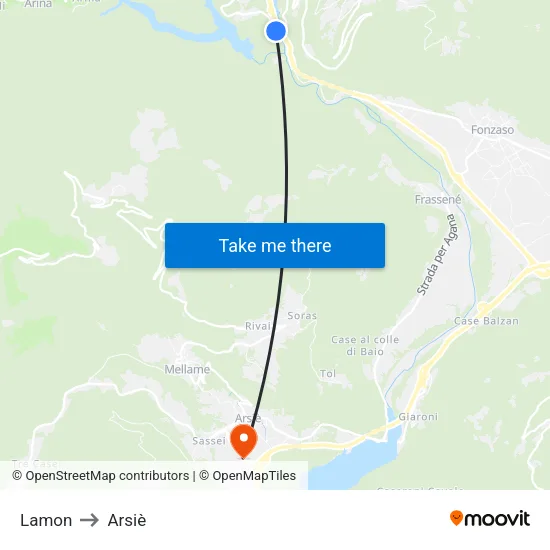Lamon to Arsiè map