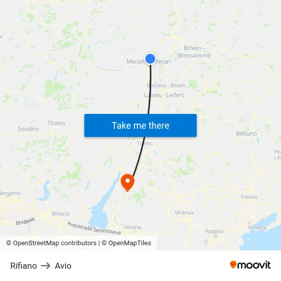 Rifiano to Avio map