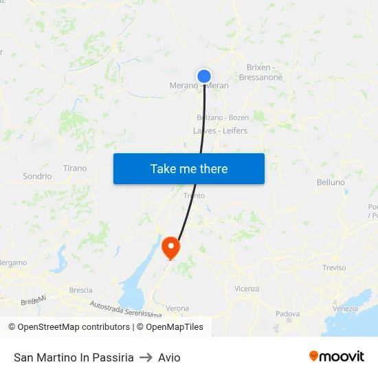 San Martino in Passiria to Avio map