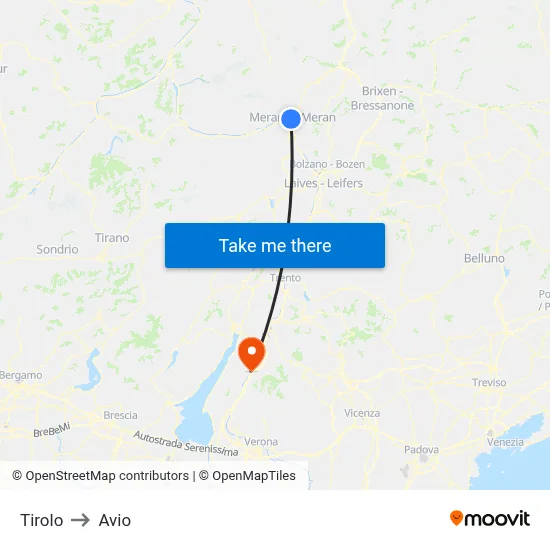 Tirolo to Avio map