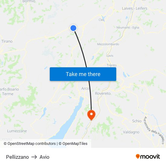 Pellizzano to Avio map
