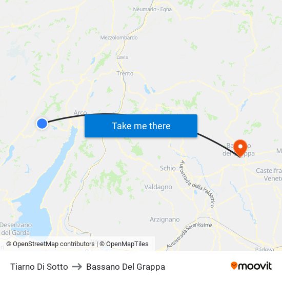 Tiarno Di Sotto to Bassano Del Grappa map