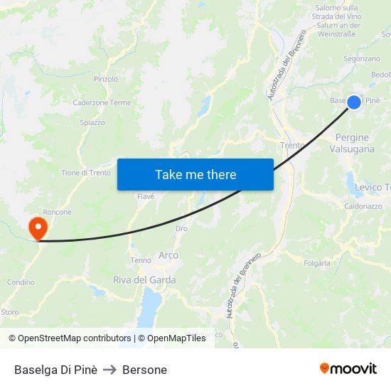 Baselga Di Pinè to Bersone map