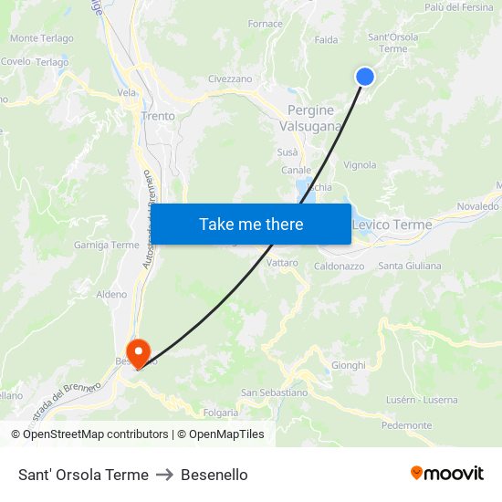 Sant' Orsola Terme to Besenello map