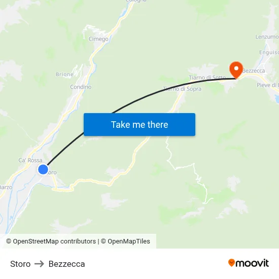 Storo to Bezzecca map