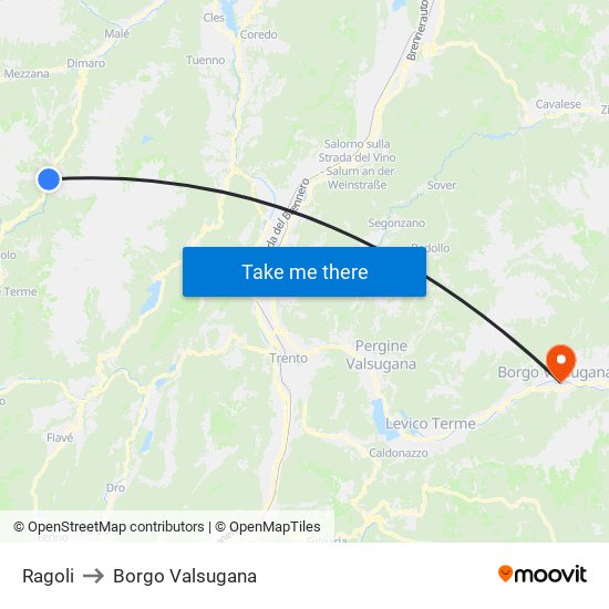 Ragoli to Borgo Valsugana map