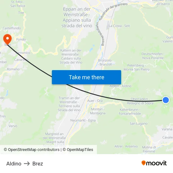 Aldino to Brez map
