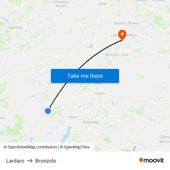 Lardaro to Bronzolo map