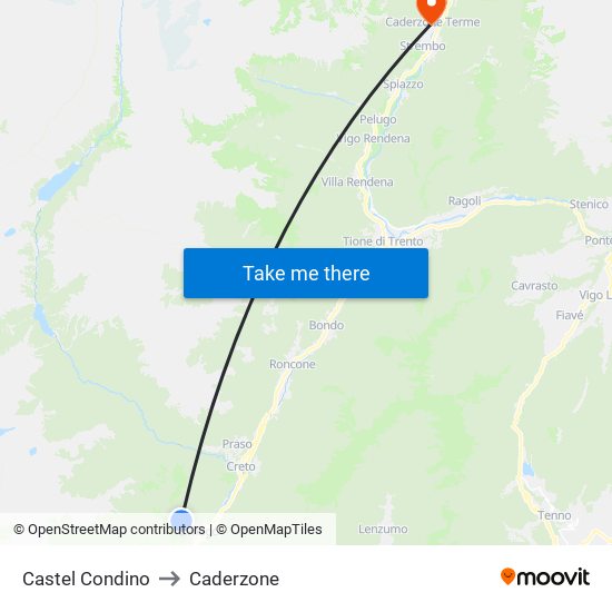 Castel Condino to Caderzone map