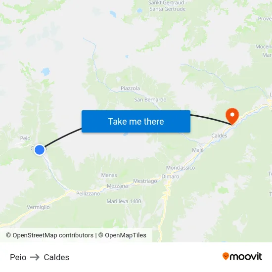 Peio to Caldes map