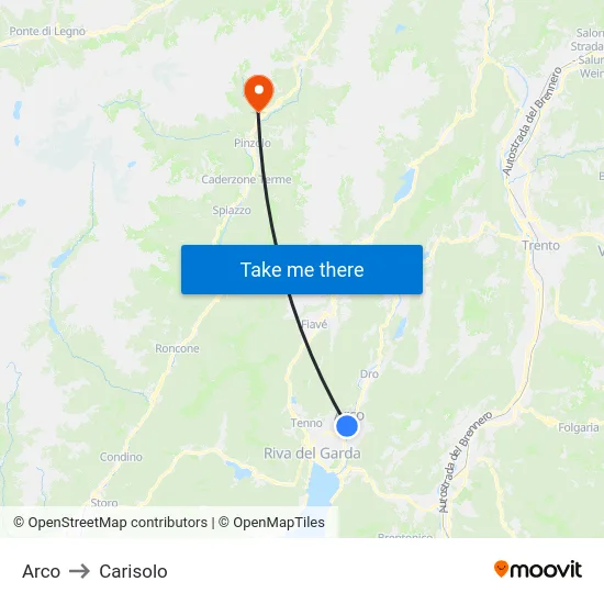 Arco to Carisolo map