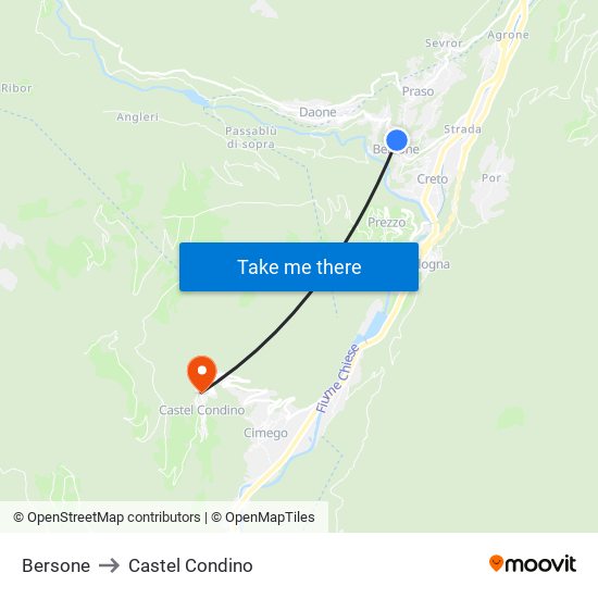 Bersone to Castel Condino map