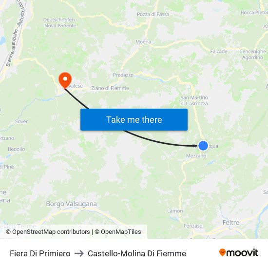 Fiera Di Primiero to Castello-Molina Di Fiemme map