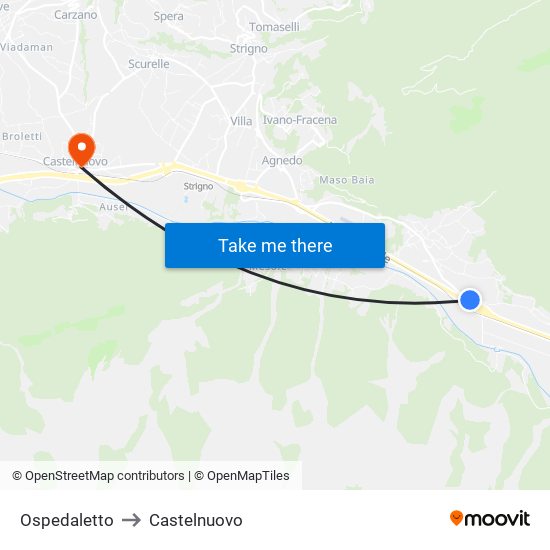 Ospedaletto to Castelnuovo map