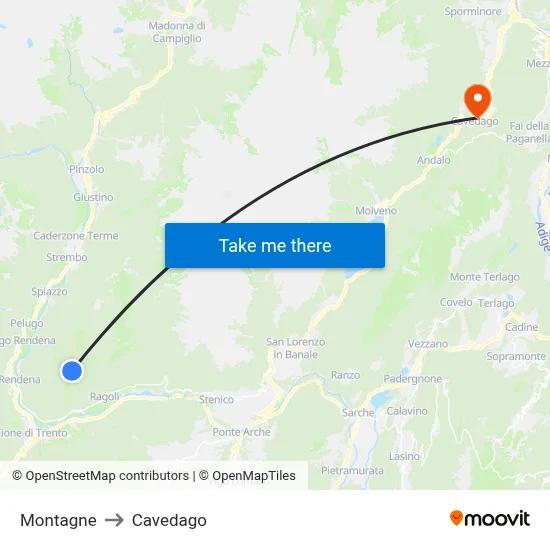 Mountains to Cavedago map