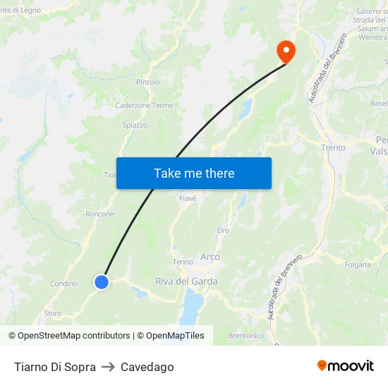 Tiarno Di Sopra to Cavedago map