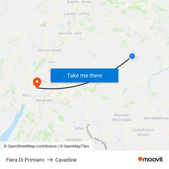 Fiera Di Primiero to Cavedine map