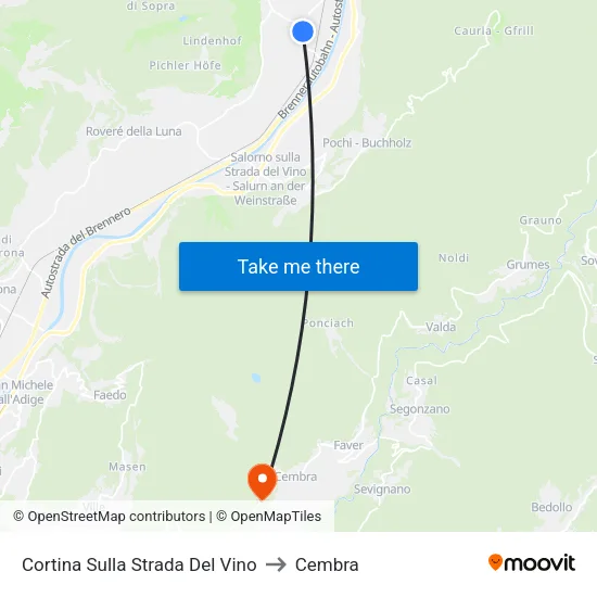 Cortina Sulla Strada Del Vino to Cembra map