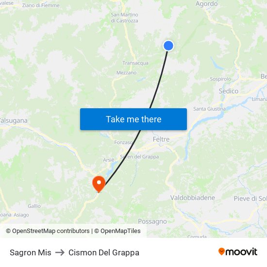 Sagron Mis to Cismon Del Grappa map