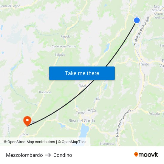Mezzolombardo to Condino map