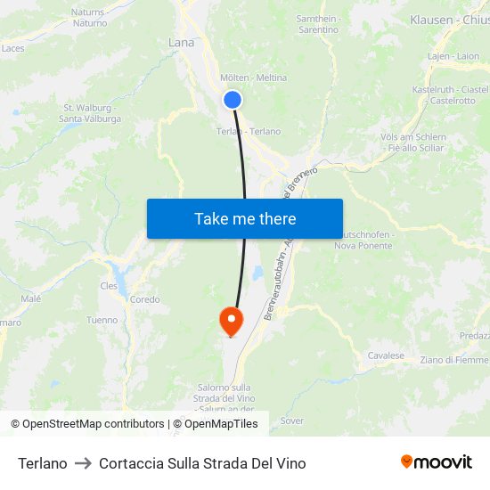 Terlano to Cortaccia Sulla Strada Del Vino map