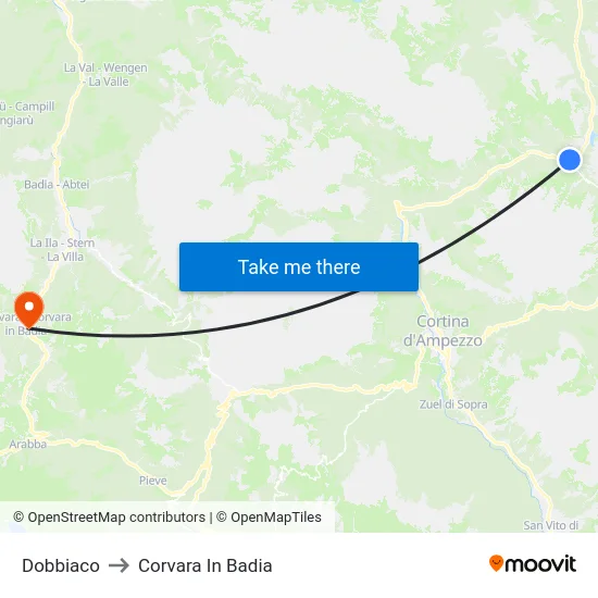Dobbiaco to Corvara In Badia map