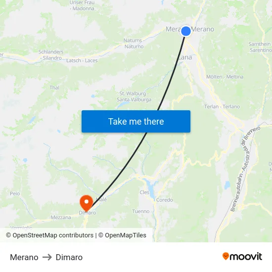 Merano to Dimaro map