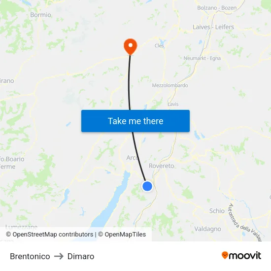 Brentonico to Dimaro map