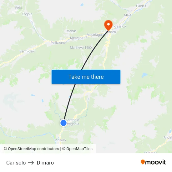 Carisolo to Dimaro map