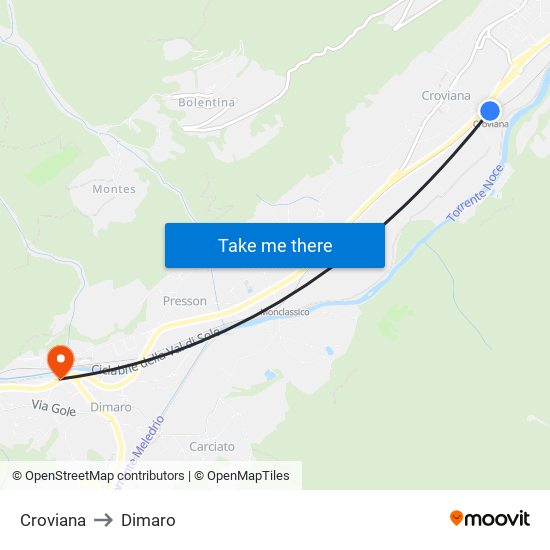 Croviana to Dimaro map