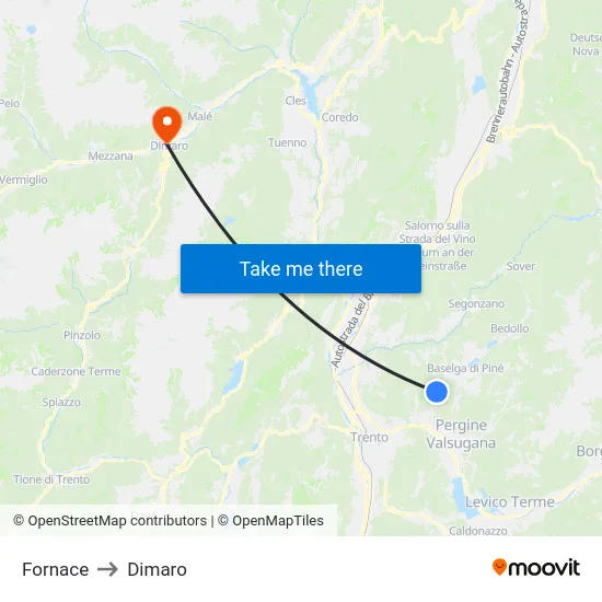 Fornace to Dimaro map
