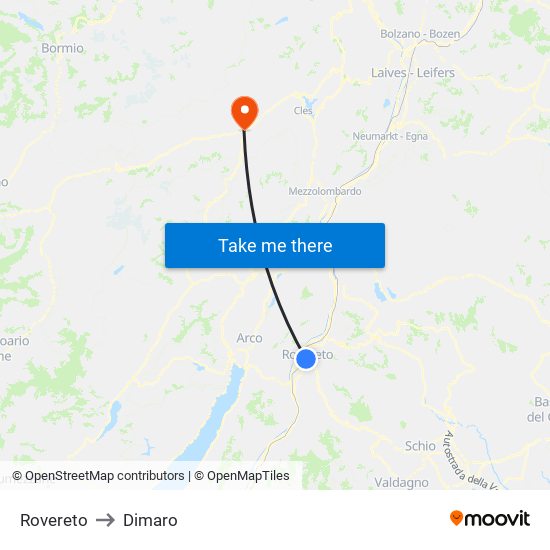 Rovereto to Dimaro map
