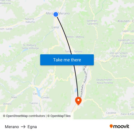 Merano to Egna map