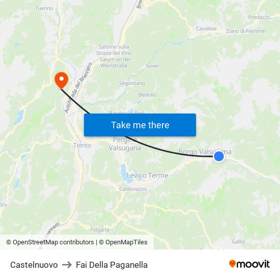 Castelnuovo to Fai Della Paganella map