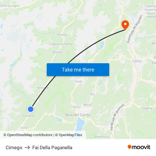 Cimego to Fai Della Paganella map