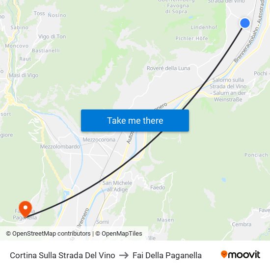 Cortina Sulla Strada Del Vino to Fai Della Paganella map