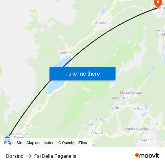 Dorsino to Fai Della Paganella map