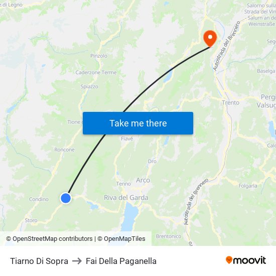 Tiarno Di Sopra to Fai Della Paganella map