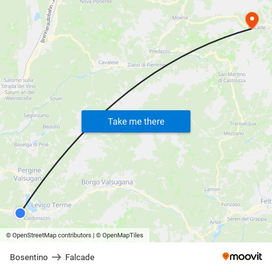 Bosentino to Falcade map